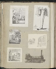 Albumblad met diverse voorstellingen