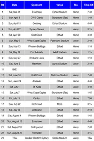 NMFC Footy Fixture 2015