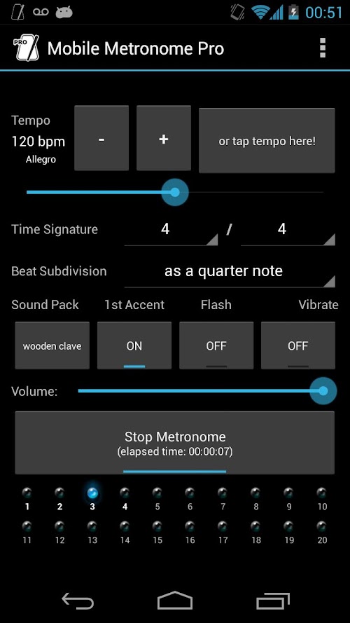 Android application Mobile Metronome Pro screenshort