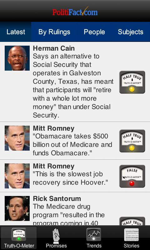 Android application Politifact Mobile screenshort