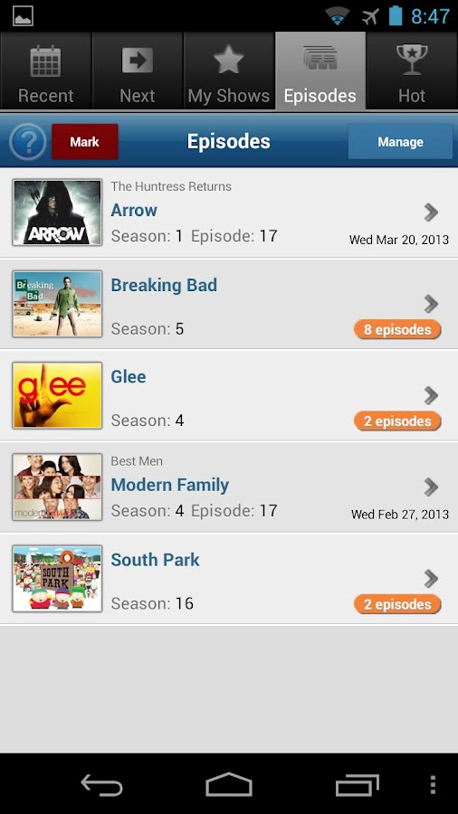 Next Episode Track TV Shows Android Apps on Google Play