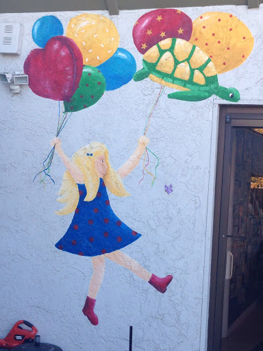 Girl Holding Balloons Painting