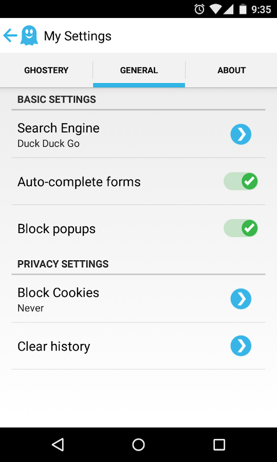 Ghostery Privacy Browser - screenshot