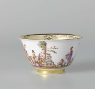 Kop, veelkleurig beschilderd met chinoiserieën en het wapen van de Venetiaanse familie Morosini