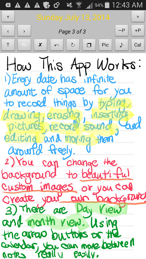 Android application S Pen Planner screenshort