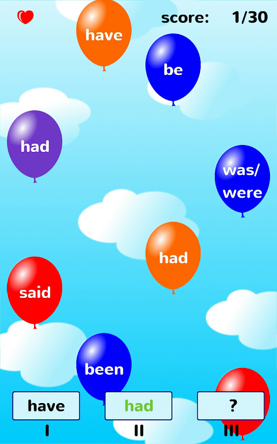   English Irregular Verbs Game: captura de pantalla 