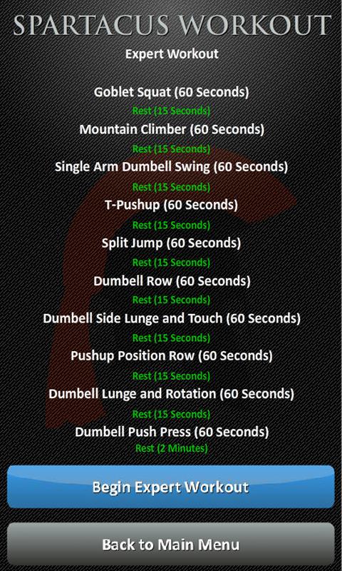 Spartacus Workout Screen 3