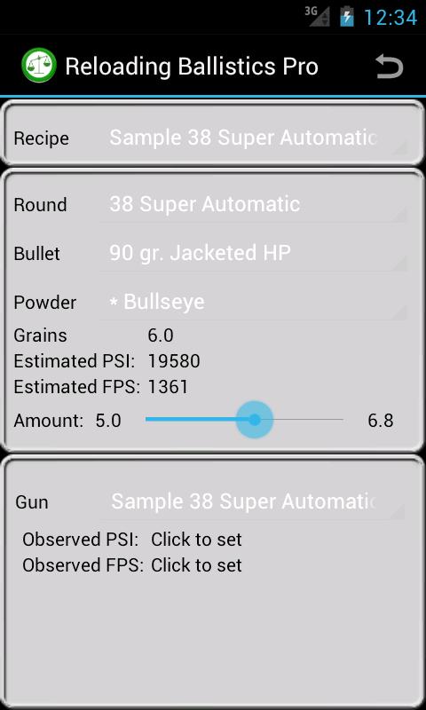 38 Super Auto Ballistics Data Screen 3