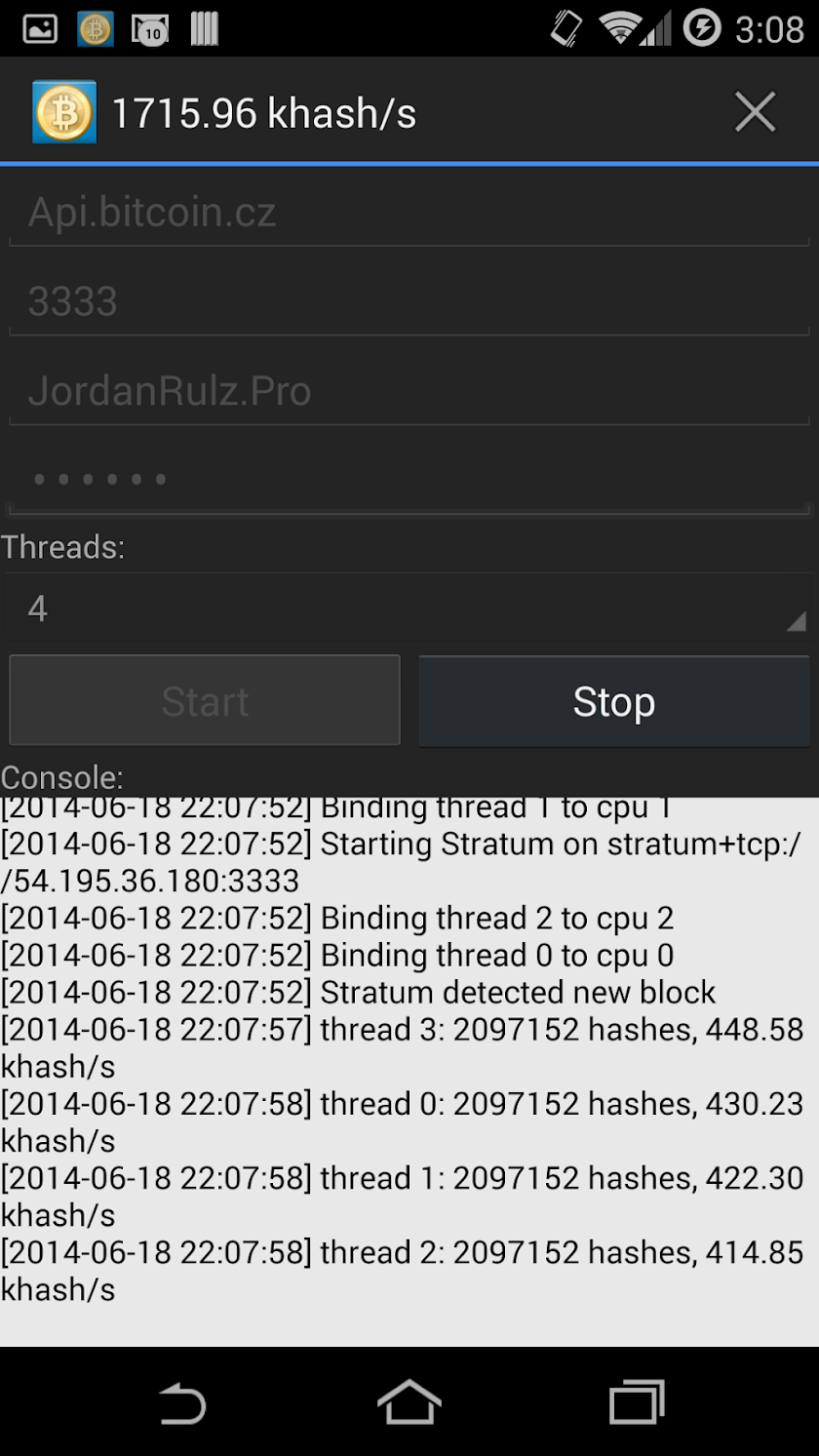 Bitcoin Miner for Android Screen 2