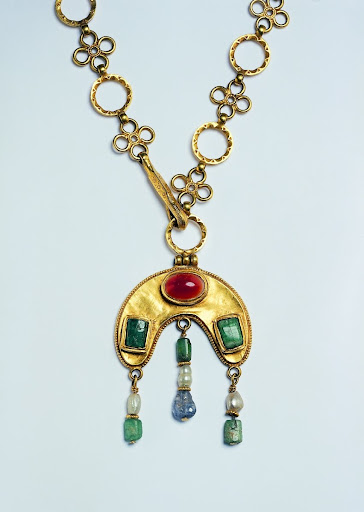 Byzantine lunula pendant on a chain necklace
