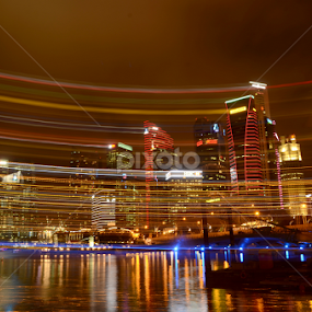 singapore cityscapes in panning by Woo Yuen Foo - City,  Street & Park Night