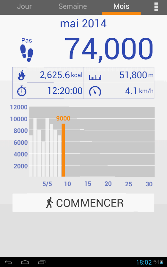   Podomètre – Capture d'écran 
