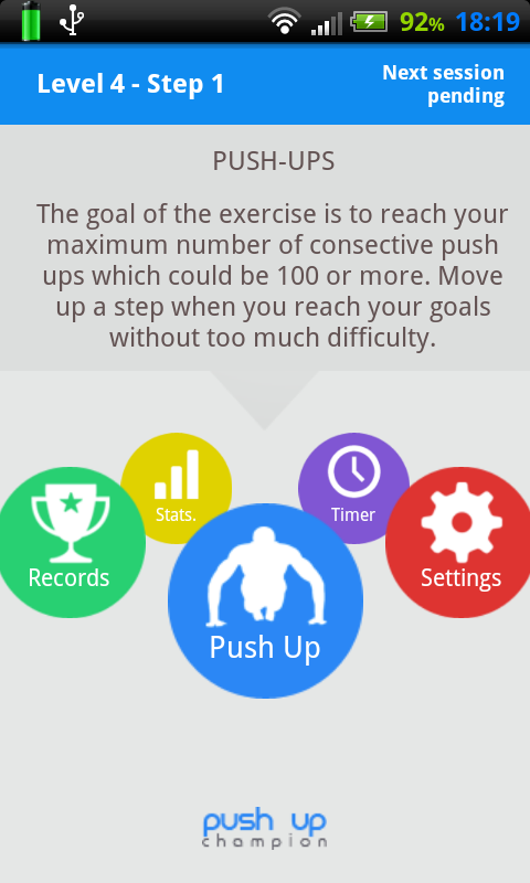 Android application Push-Ups Champion PRO screenshort