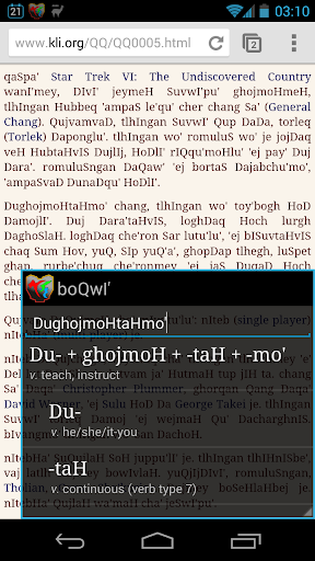boQwI' Klingon language