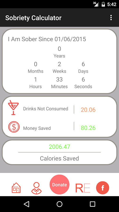 Sobriety Tracker/Counter Screen 3
