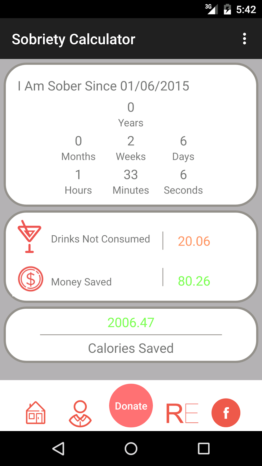 Sobriety Tracker/Counter Screen 1
