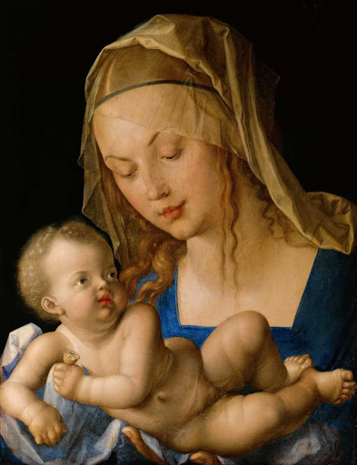 Virgin and child with a pear