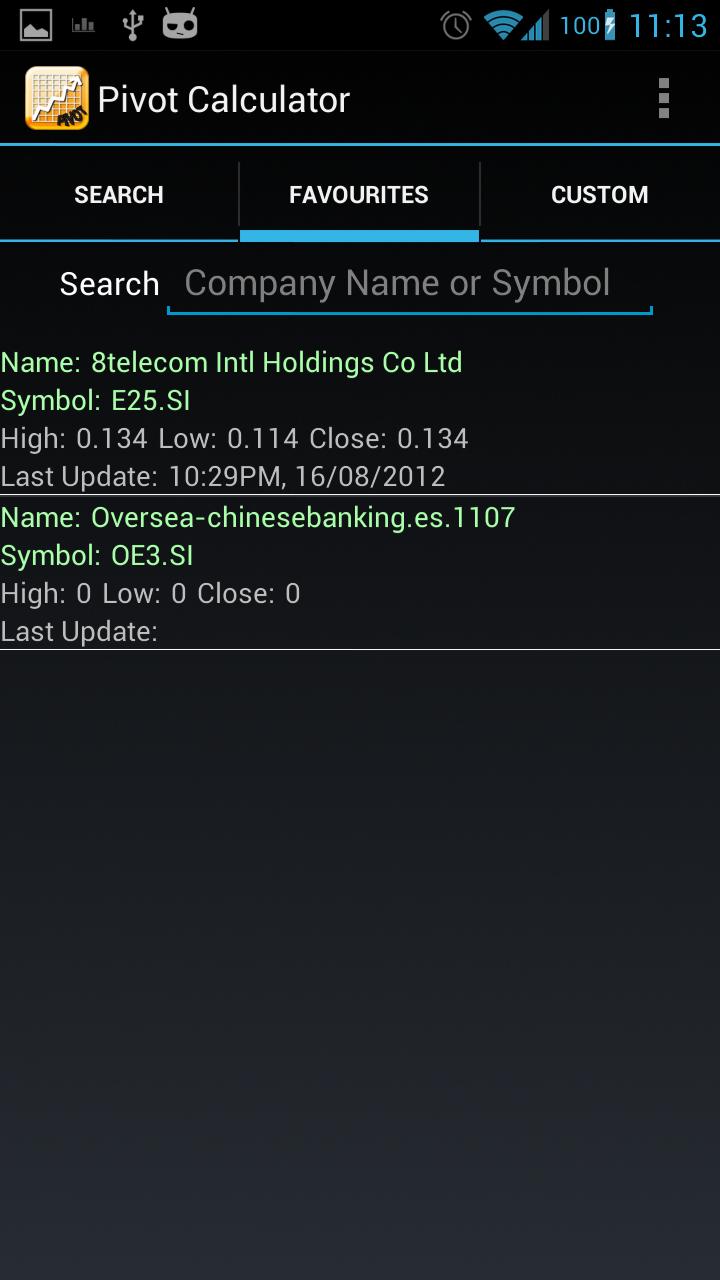 Pivot Calculator Screen 3