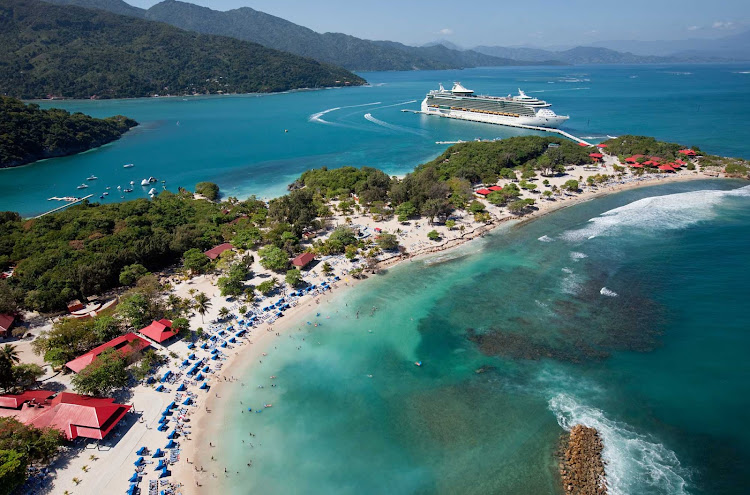 Freedom of the Seas docks at Royal Caribbean's beautiful private resort in Labadee, Haiti.