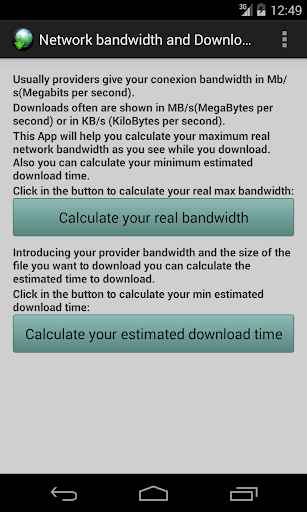 Net bandwidth Download time