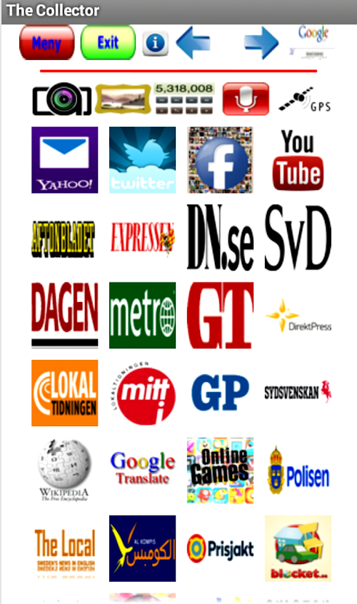 Android application The Collector svenska screenshort