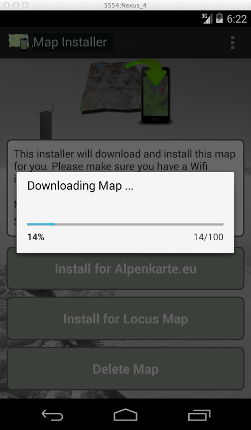 Android application DOLOMITE mountain range map screenshort