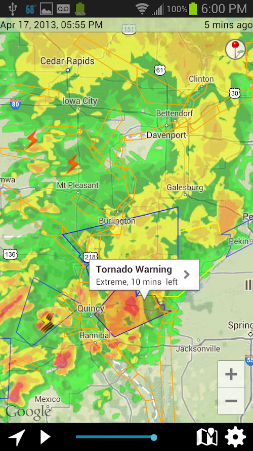 Android application NOAA Hi-Def Radar screenshort