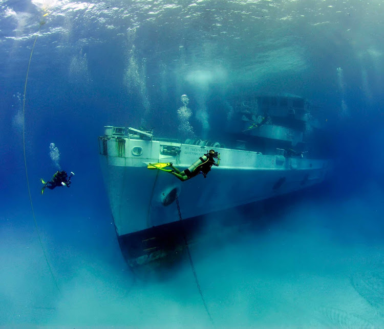 The USS Kittiwake off Seven Mile Beach on Grand Cayman Island.