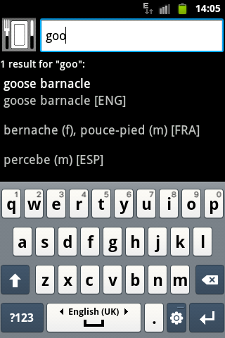 Android application Fish lexicon screenshort