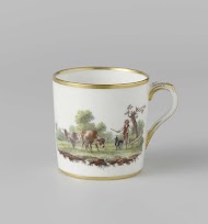 Kop, beschilderd met een landschap met vee