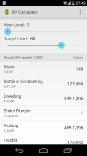 XP Calculator for Minecraft