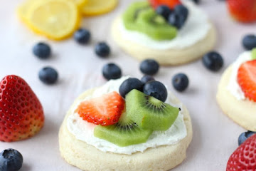 Lemon, Blueberry, Acai Shortbread Cookie Fruit Tarts