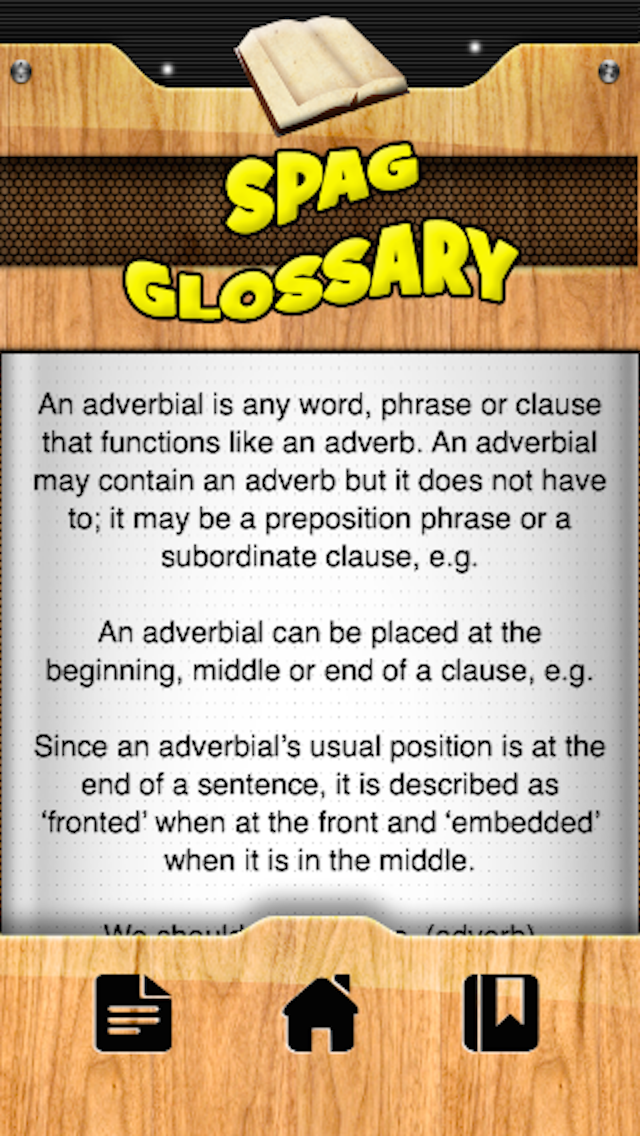 SPAG Glossary Screen 2