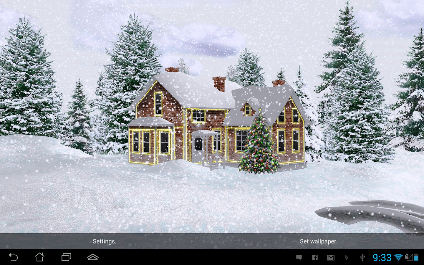 3d snowy cottage screensaver