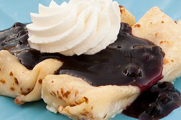 Cheese Blintz with Microwave Blueberry Sauce
