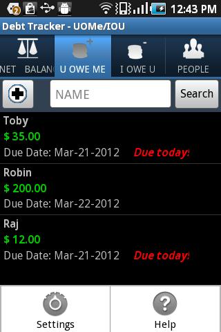 Android application Debt Tracker - UoweMe/IoweU screenshort