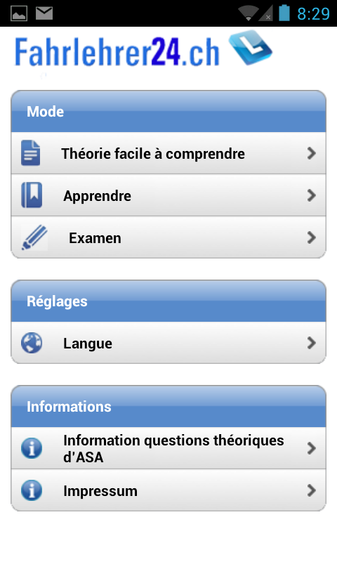 Android application Mofa Theorie - Fahrlehrer24 screenshort