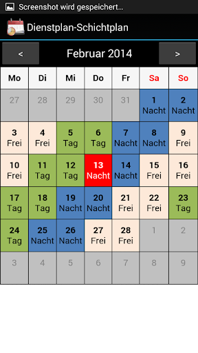 Dienstplan Schichtplan