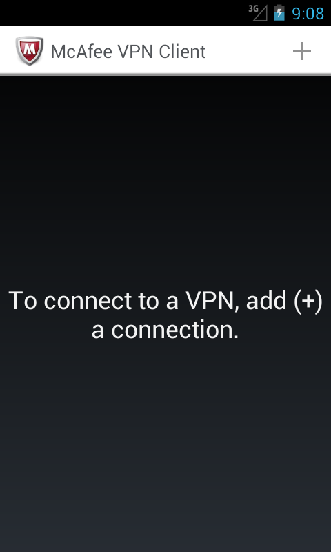 Android application McAfee VPN Client screenshort
