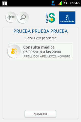 SESCAM: captura de pantalla