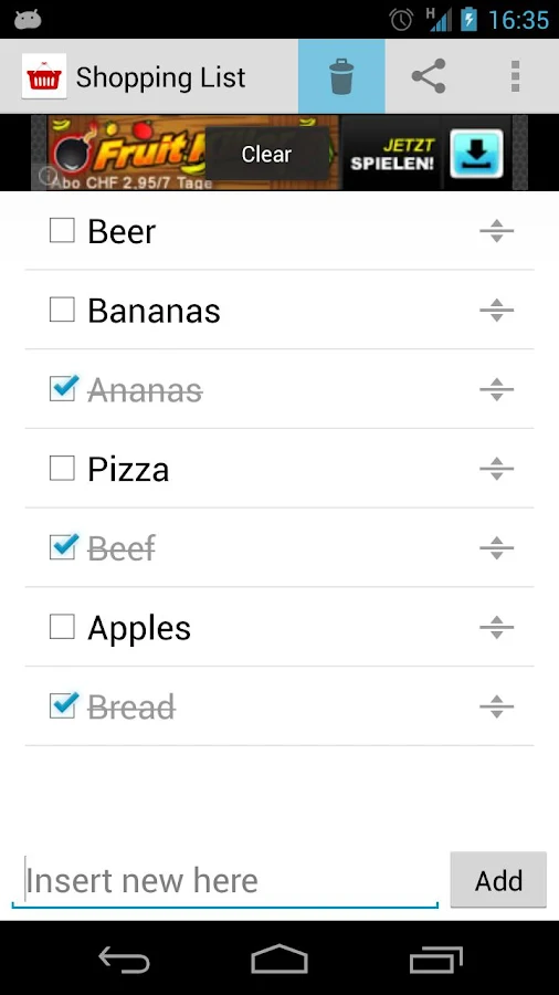 Приложение Список покупок на Андроид
