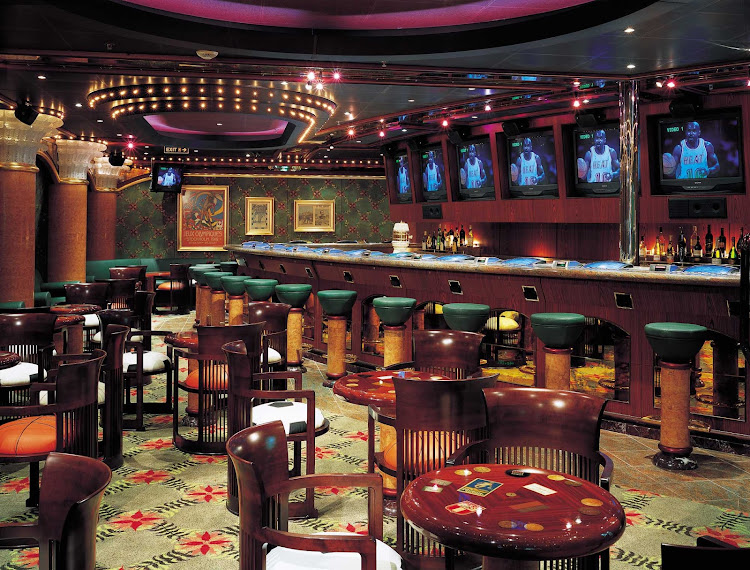 Head to the Olympic Sports Bar on Carnival Sunrise to catch the latest sporting action.