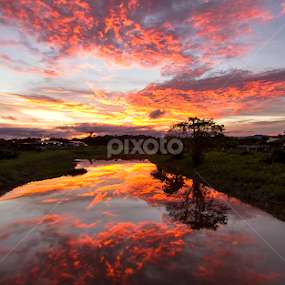 Urban Sunset by Victor Sim - Landscapes Sunsets & Sunrises