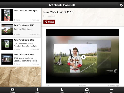 NY Giants Baseball Team Stream