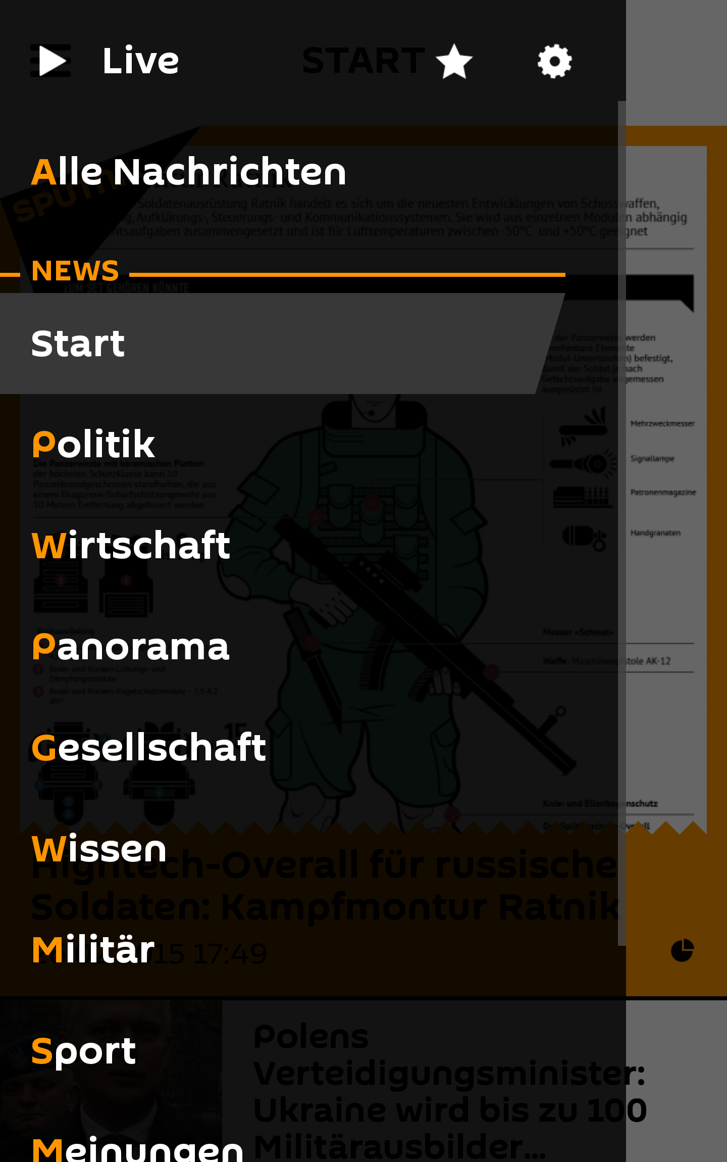 Android application Sputnik News screenshort