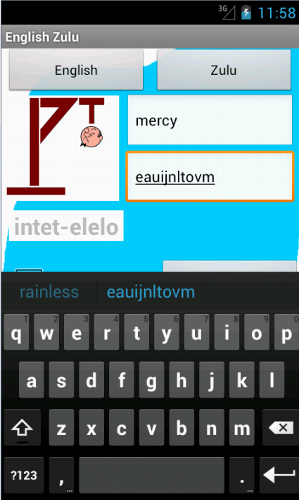 English Zulu Hangman Screen 2