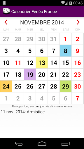 Calendrier 2015 France AdFree