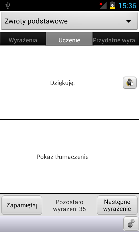 Polish&lt;-&gt;Arabic Phrasebook Screen 3