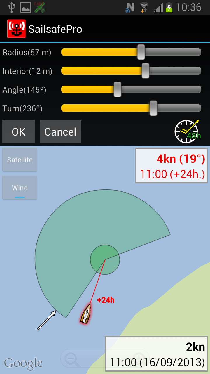 Sailsafe Pro. Anchor alarm. Screen 2