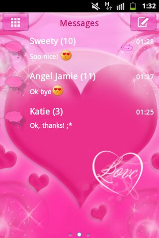 GO SMS Pro Theme Pink Love Buy